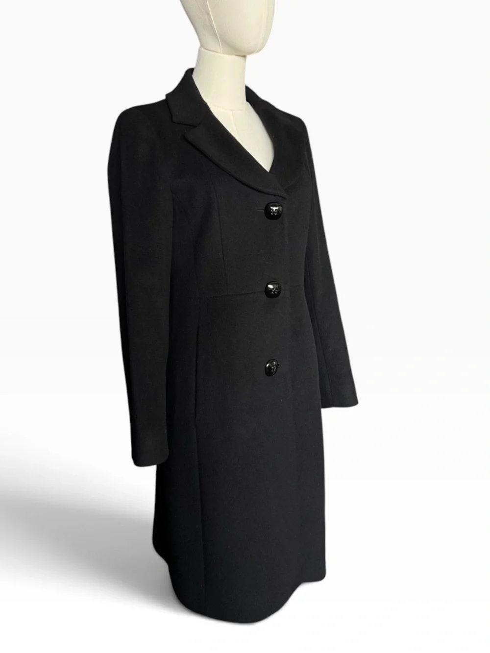 Cinzia Rocca Due Black Wool Cashmere Coat Size 4
